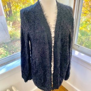 Soft furry eyelash cardigan open front